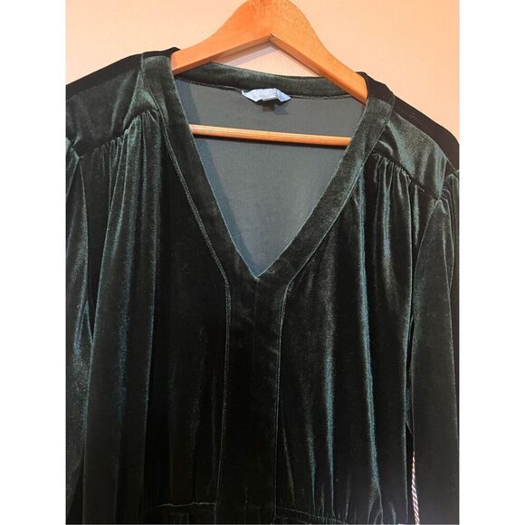 Draper James XXL Long Sleeve Belted Velved Dress Dark Green Winter Evening Date - Picture 6 of 13